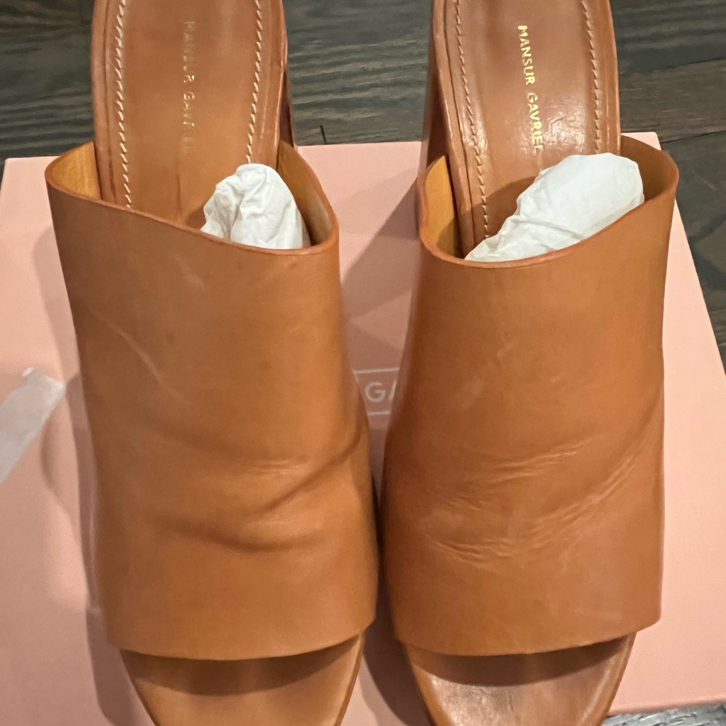 Mansur Gavriel Vegetable Tanned 110mm Mule Sz 8.5